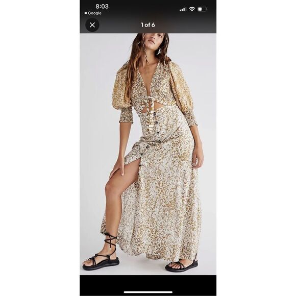 Free People String Of Hearts Maxi Dress Smocked size L - Picture 1 of 9